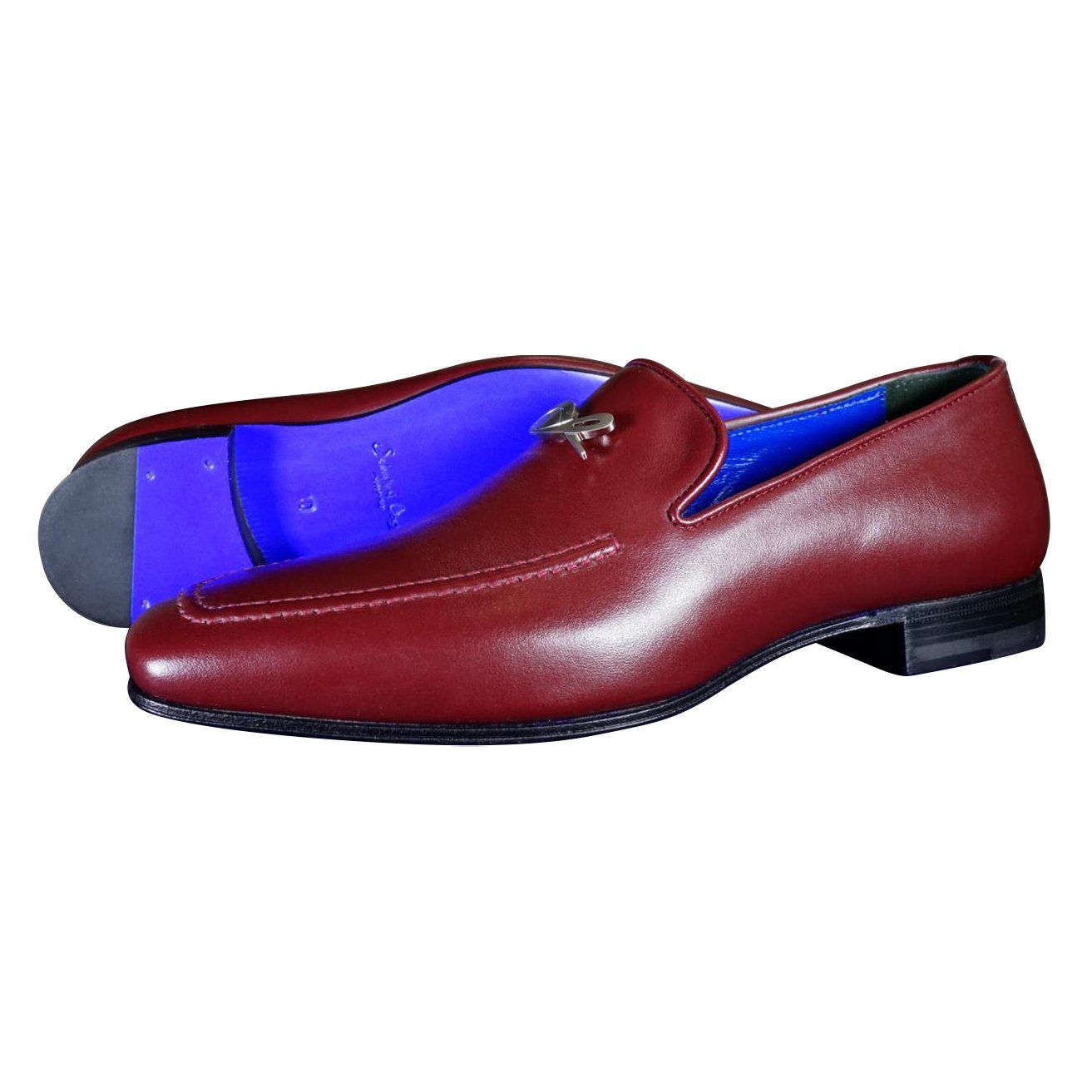 Bordo With Silver Hardware Leather Loafers
