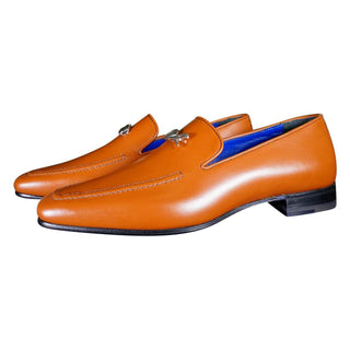 Caramello With Silver Hardware Leather Loafers