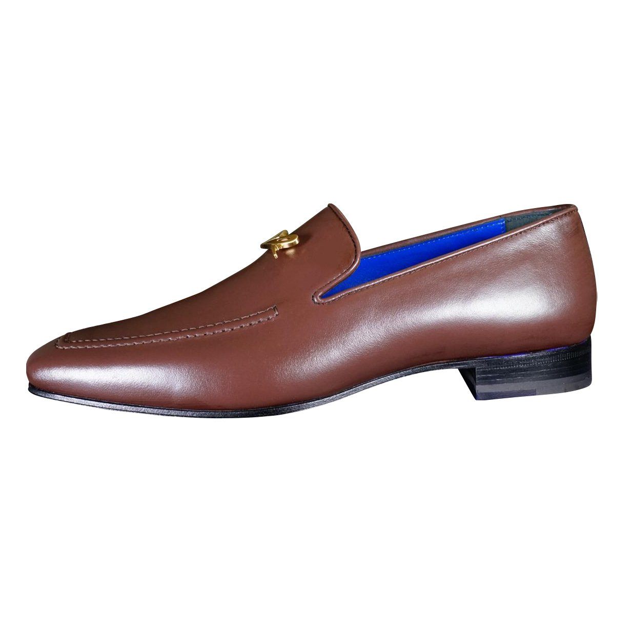 Cacao With Yellow Gold Hardware Leather Loafers