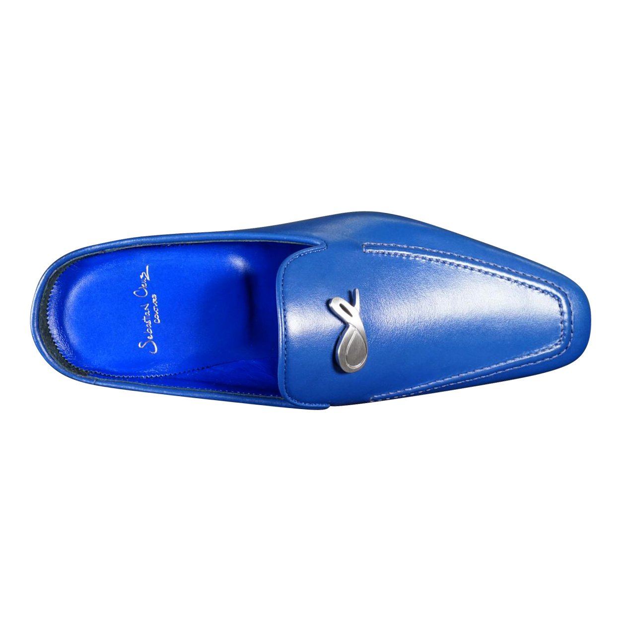 Cobalt With Silver Hardware Leather Slipper