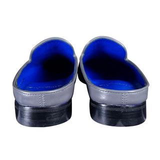 Grafite With Rose Gold Hardware Leather Slippers