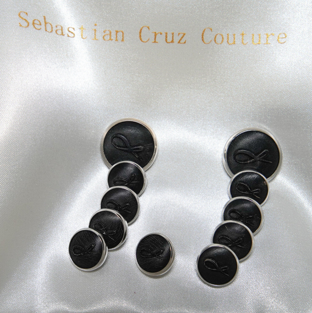 Nero Horn With Silver Tone Buttons For Sports Jacket