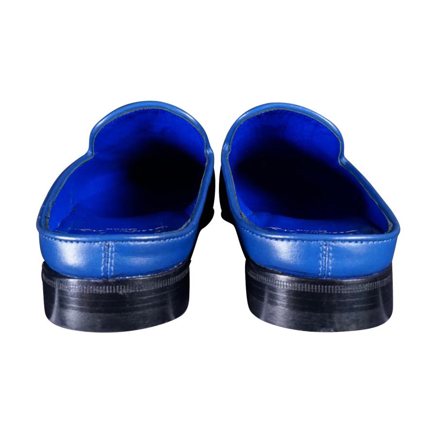 Cobalt With Silver Hardware Leather Slipper
