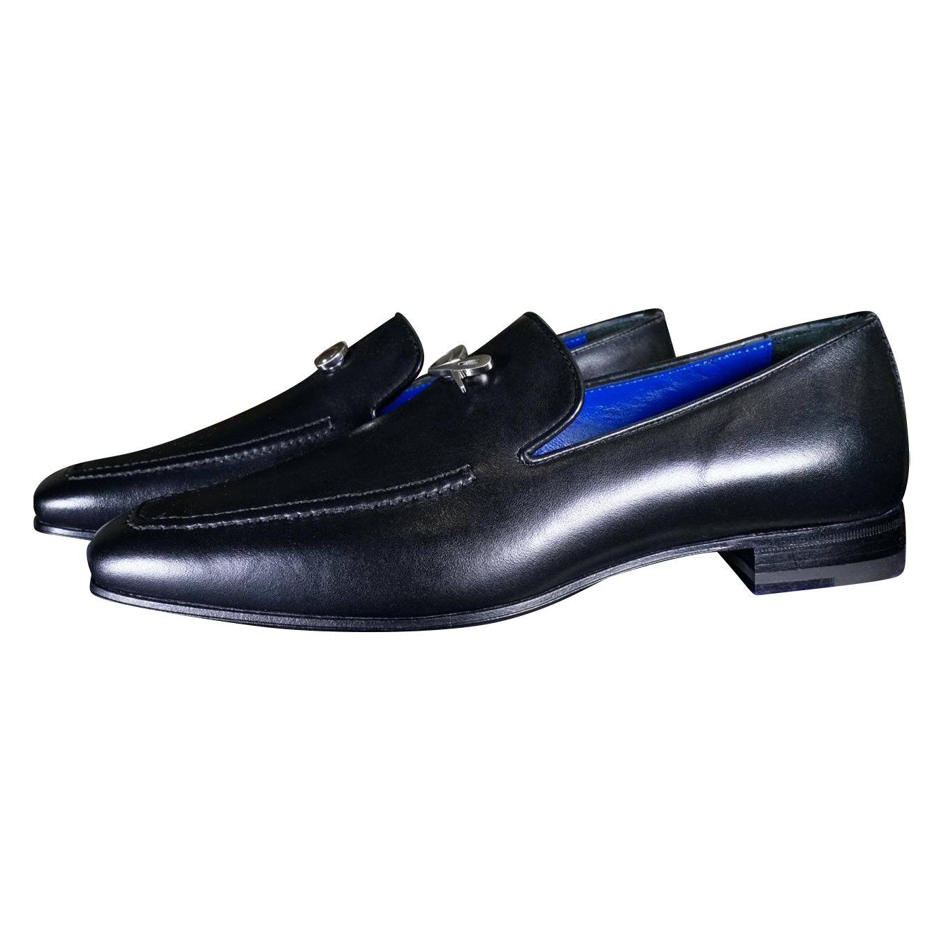 Nero Opal With Silver Hardware Leather Loafer