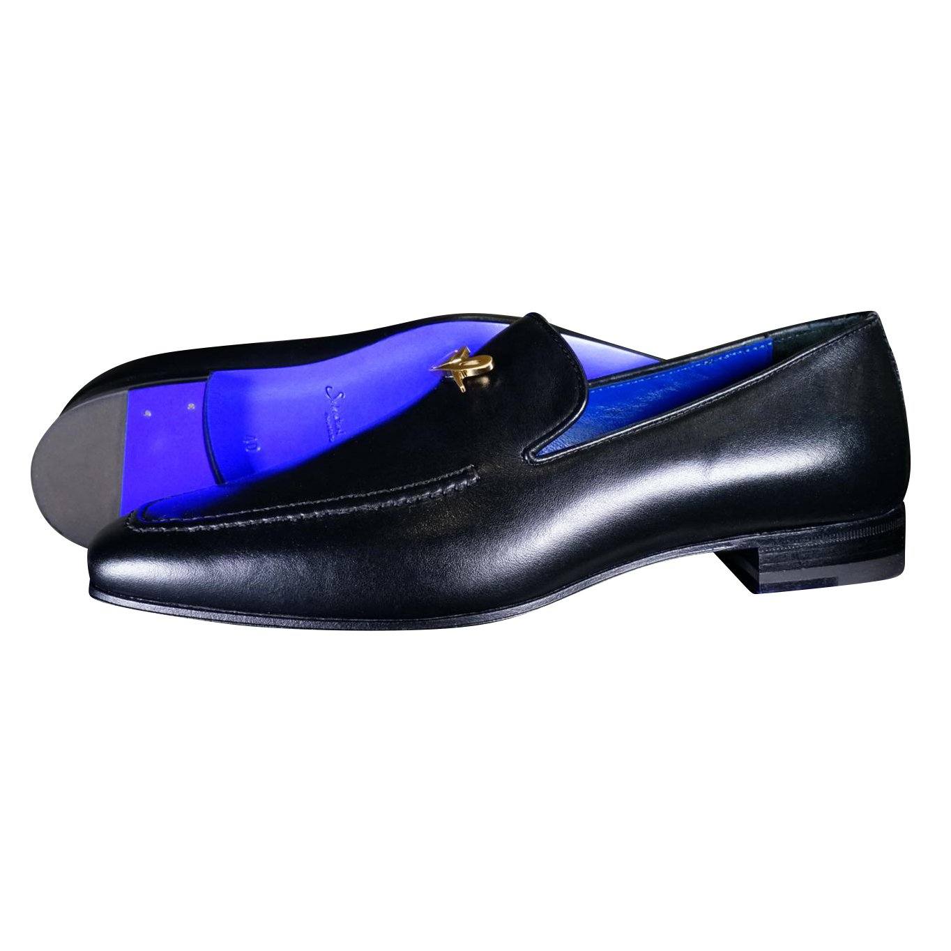 Nero Opal With Yellow Gold Hardware Leather Loafer