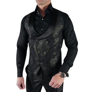 Black Oro Versaille Double Breasted Waistcoat