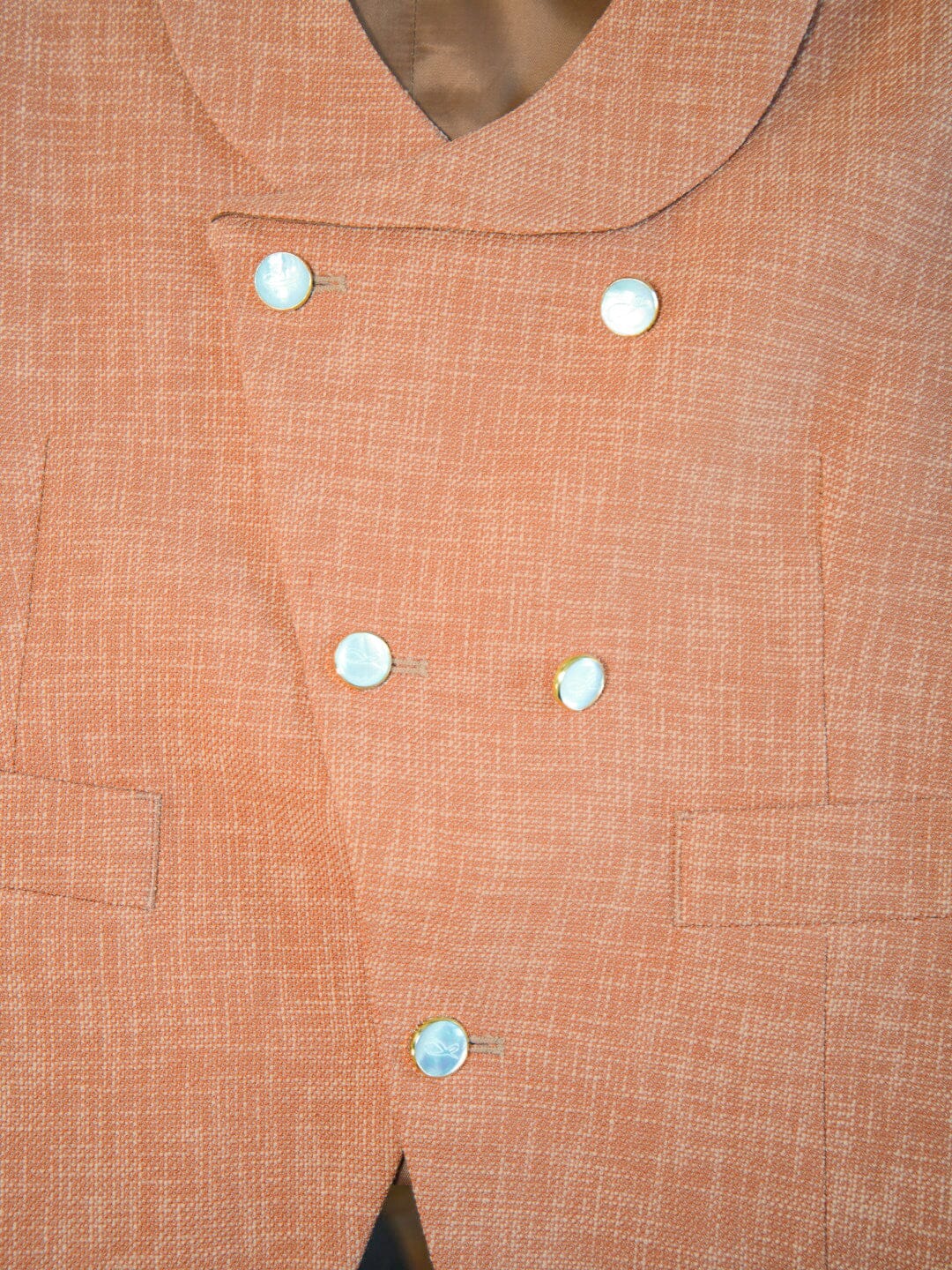 Copper Lino Tweed Double Breasted Waistcoat