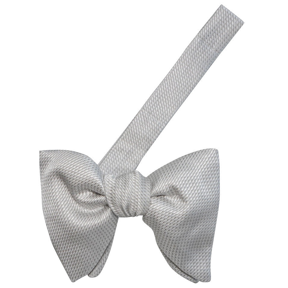 Silver Maglia Satin Jumbo Pre Tied Butterfly Bow Tie