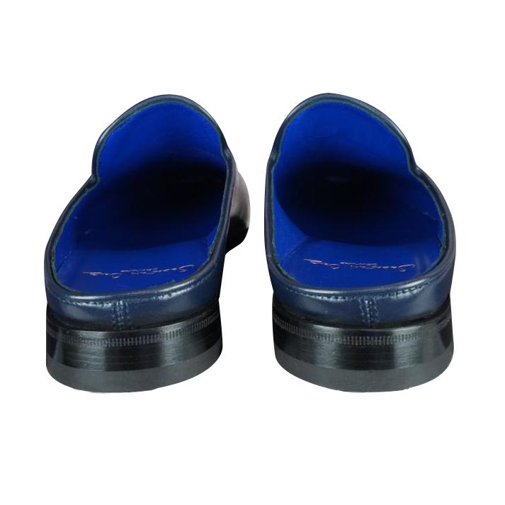 Classica Blu Mezzanotte With Rose Gold Hardware Leather Slipper