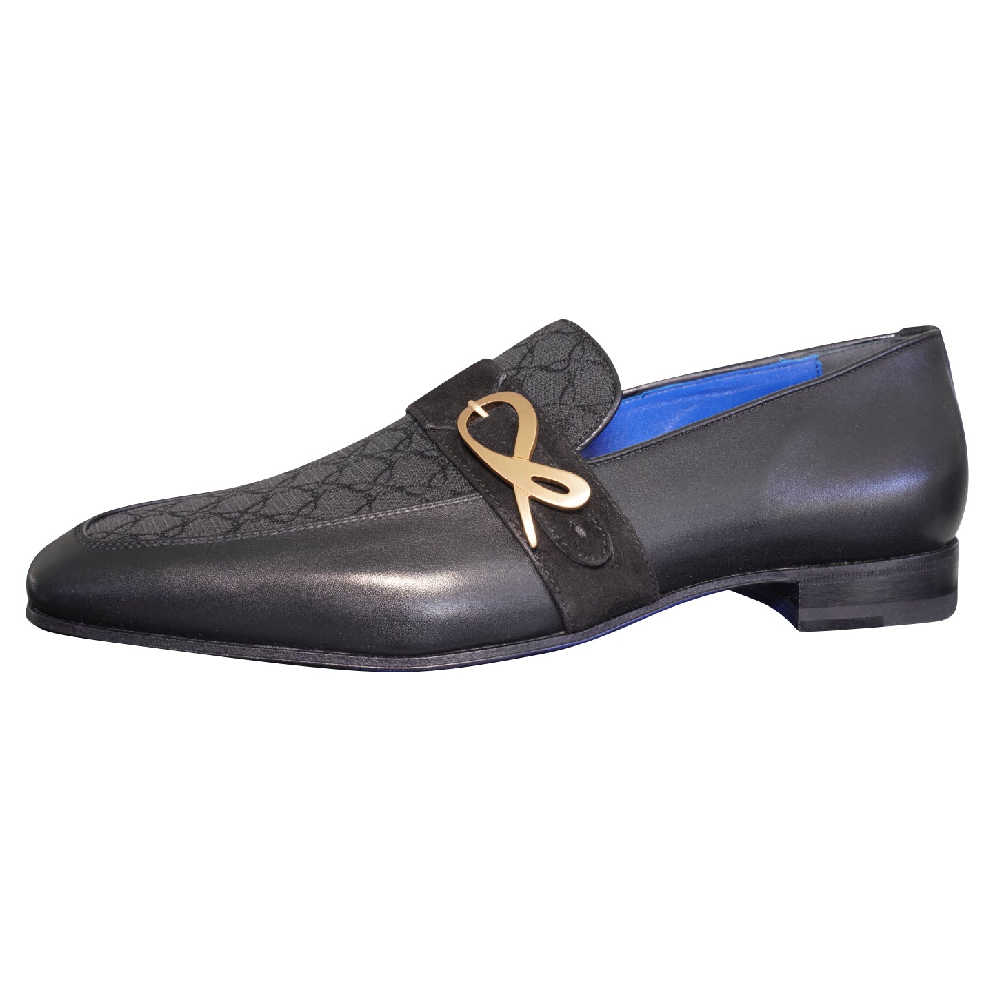 Raven Nero Logo Monk Loafers With Yellow Gold Buckle