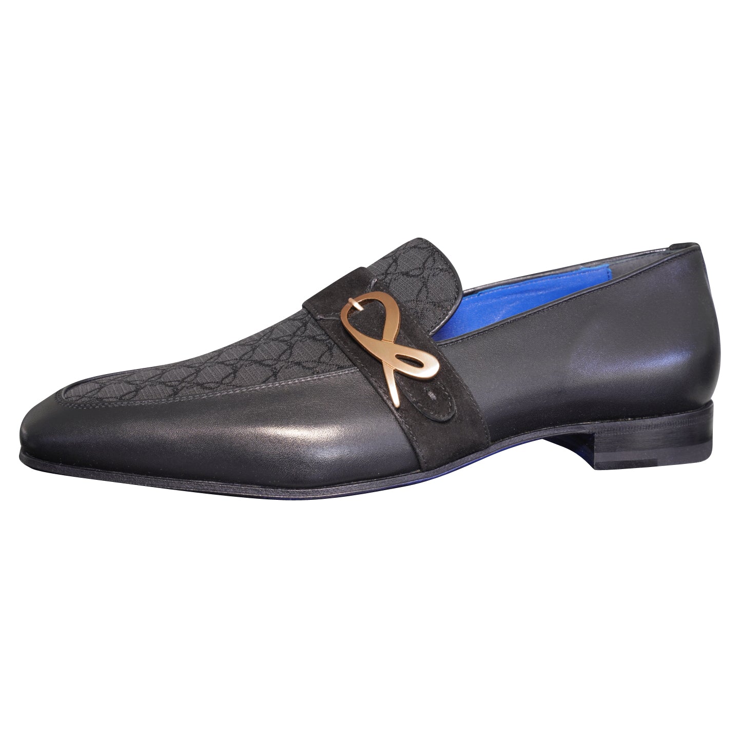 Raven Nero Logo Monk Loafers With Rose Gold Buckle