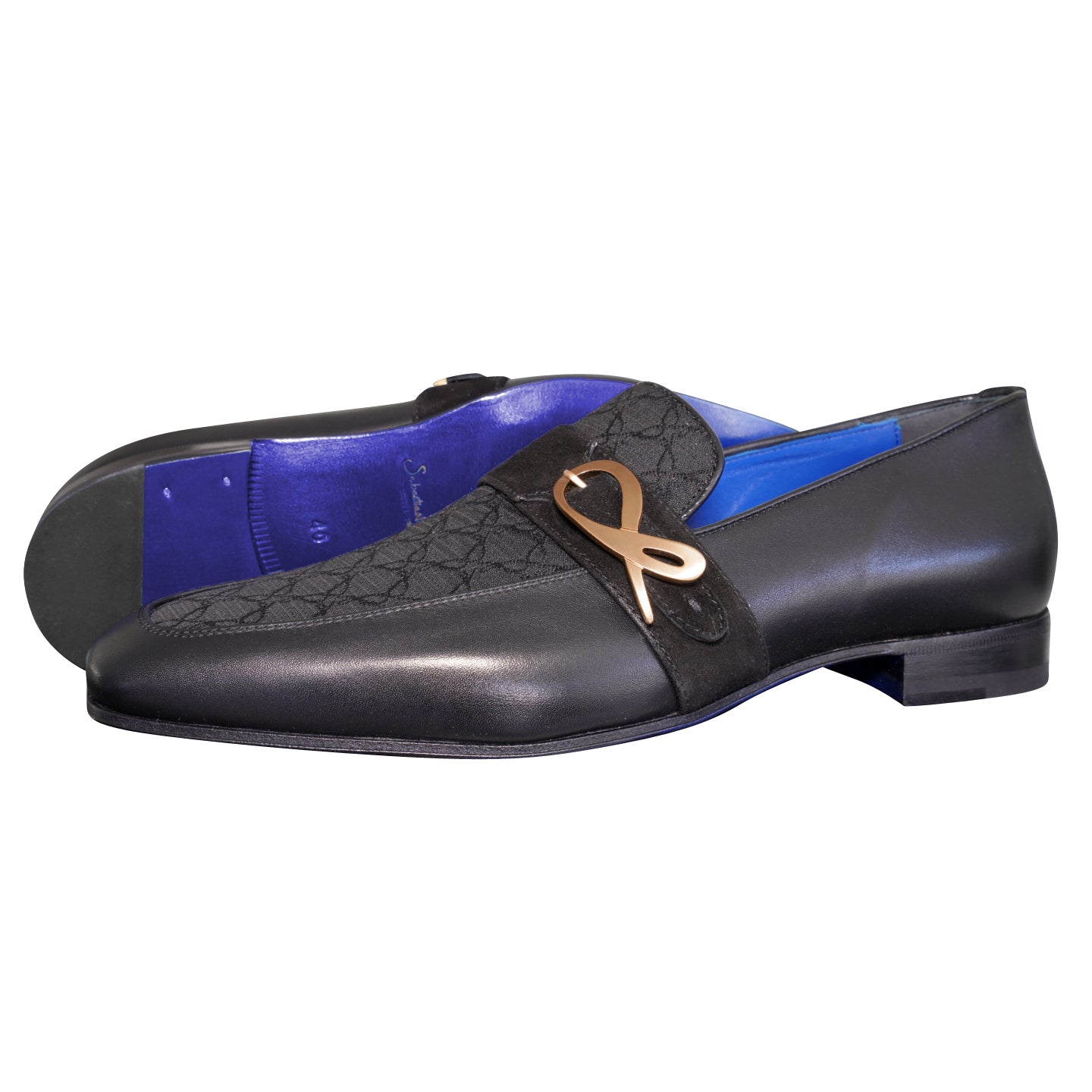 Raven Nero Logo Monk Loafers With Rose Gold Buckle