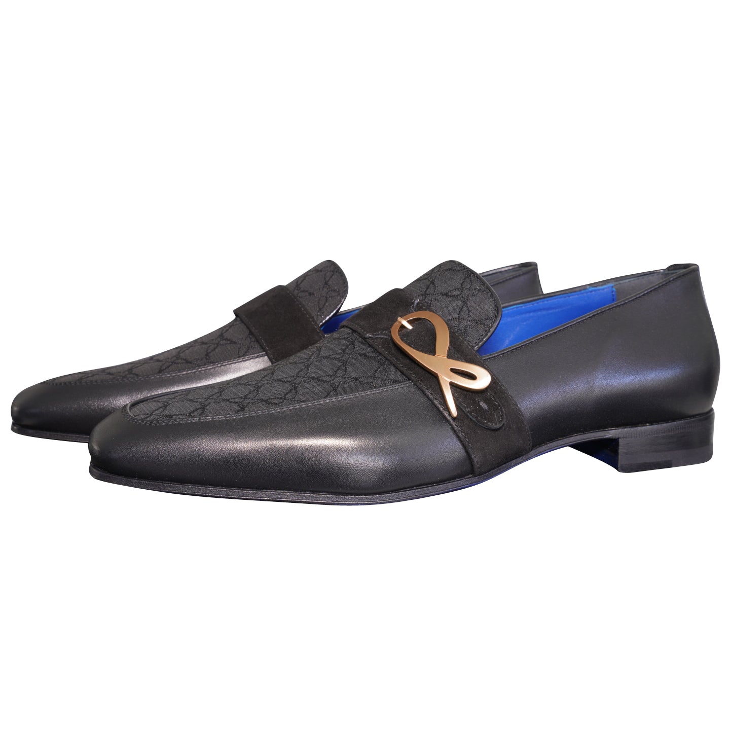Raven Nero Logo Monk Loafers With Rose Gold Buckle