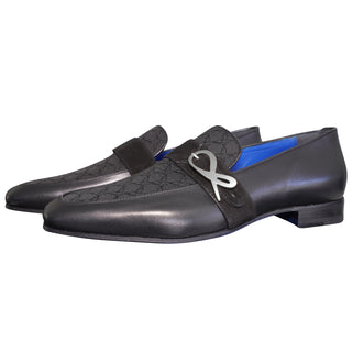 Raven Nero Logo Monk Loafers With Silver Buckle