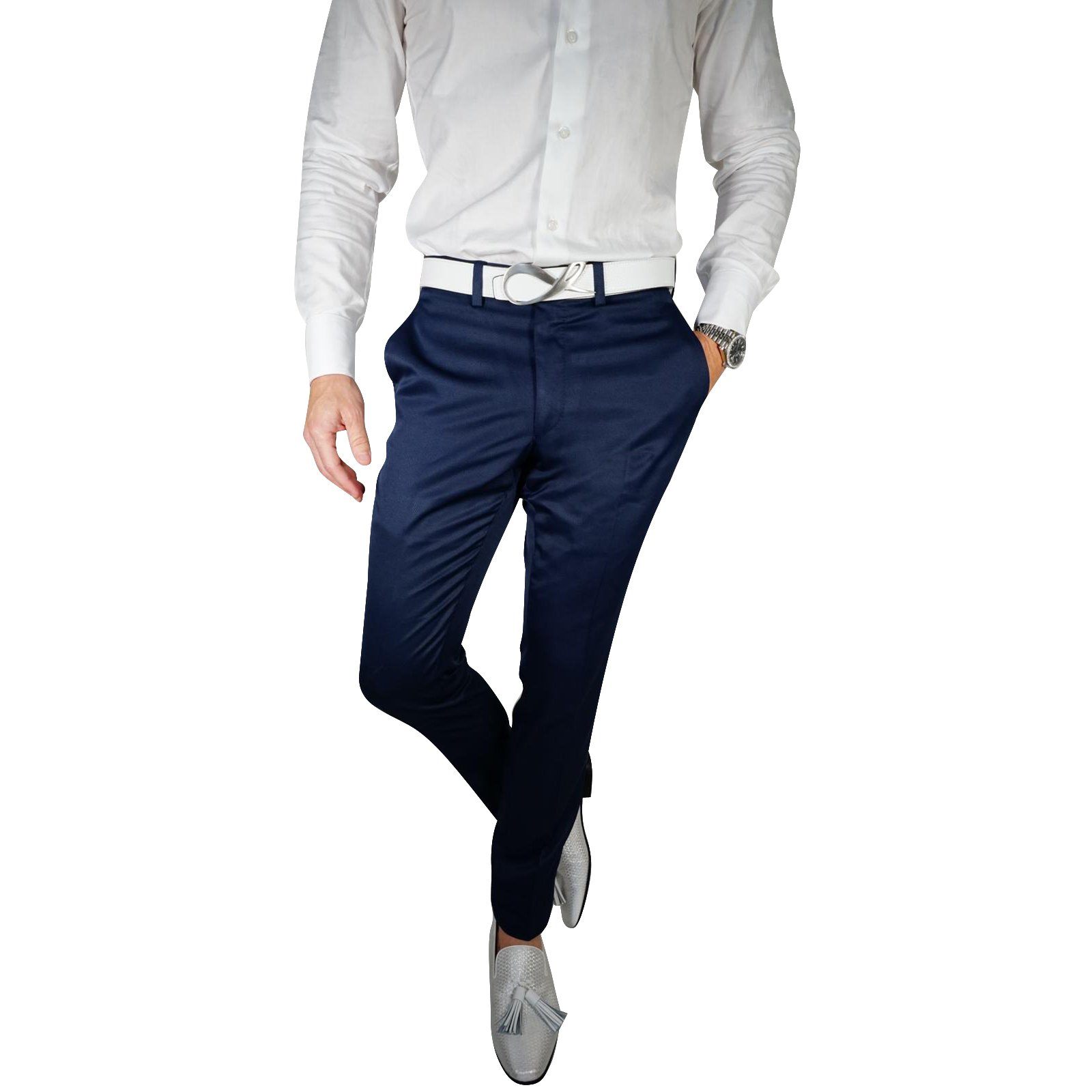 Navy Blue Lucentezza Trousers