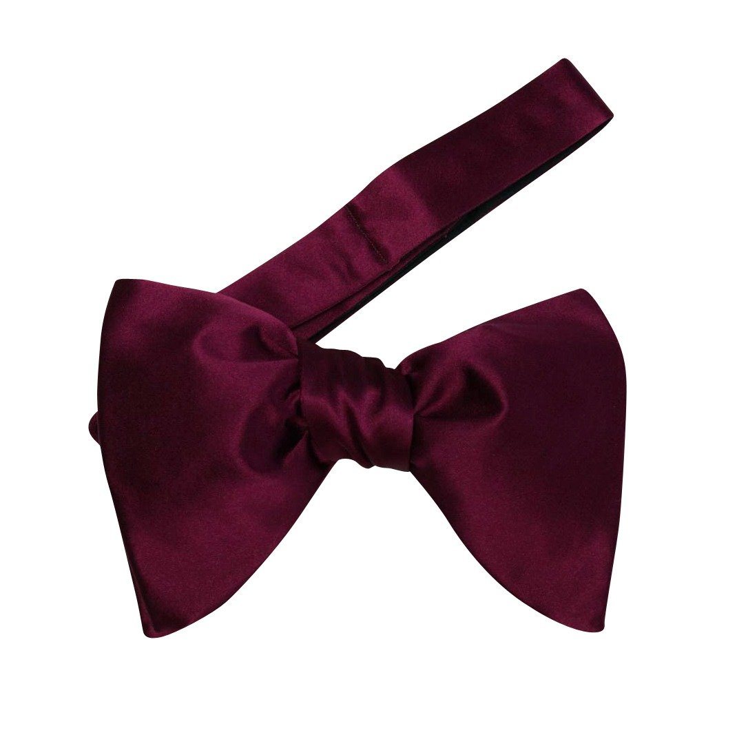 Burgundy Satin Jumbo Pre Tied Butterfly Bow Tie