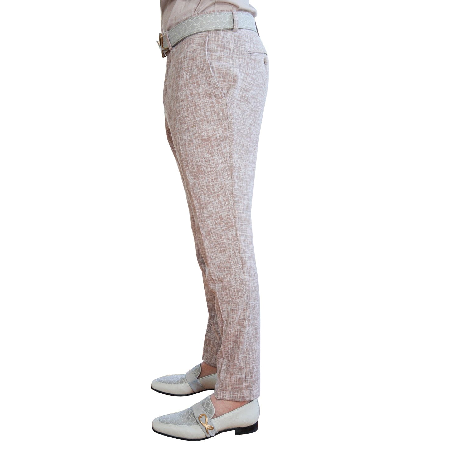 Nude Blush Lino Tweed Trousers