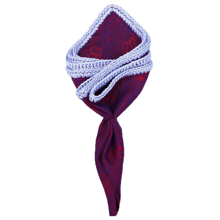 Chameleon Foglia with Lilac Blue Signature Borders - Sebastian Cruz Couture