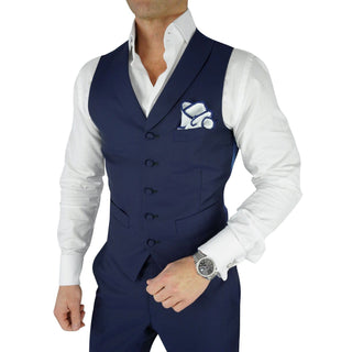 Navy Blue Evento Ciottoli Waistcoat