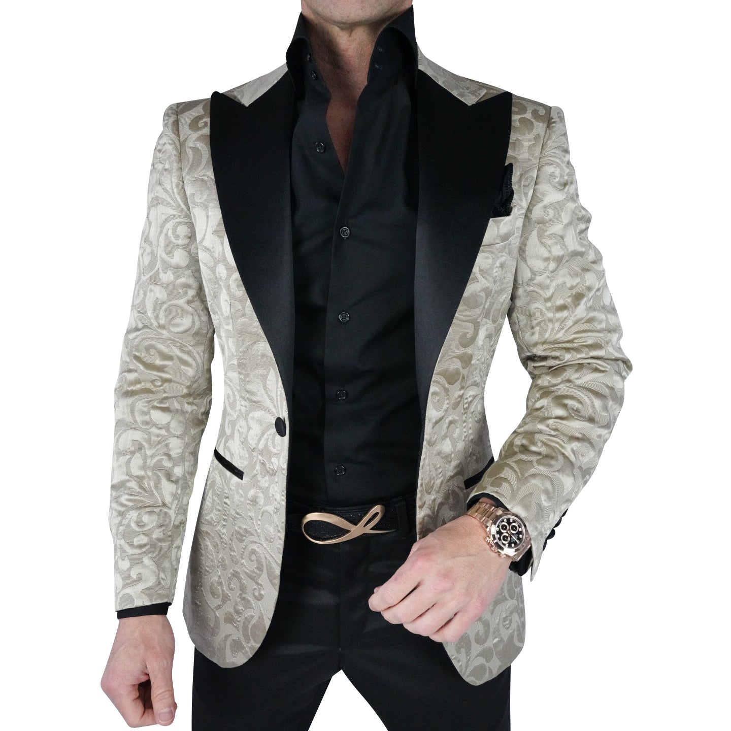 Champagne Oro and Black Paisley Jacket