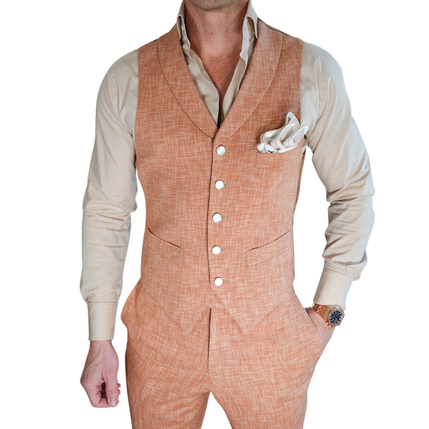 Copper Lino Tweed Ciottoli Waistcoat