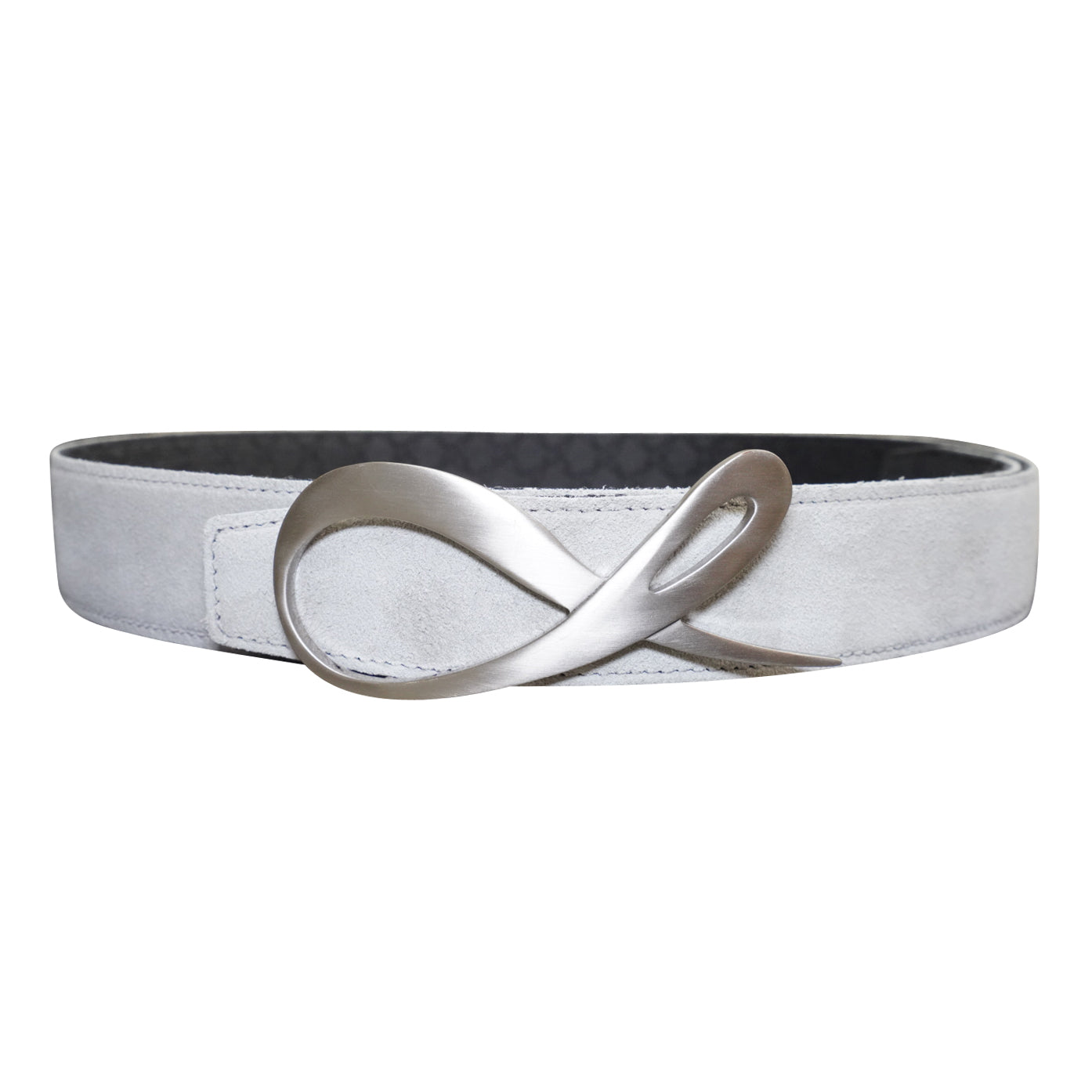 Grigio Logo Suede Silver Reversible Belt