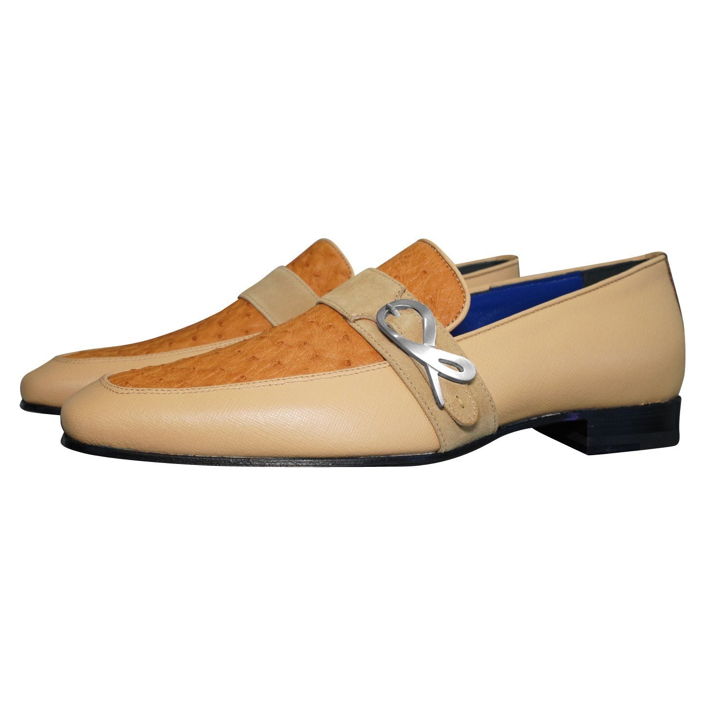 Tuscan Ostrich Monk Silver Loafer