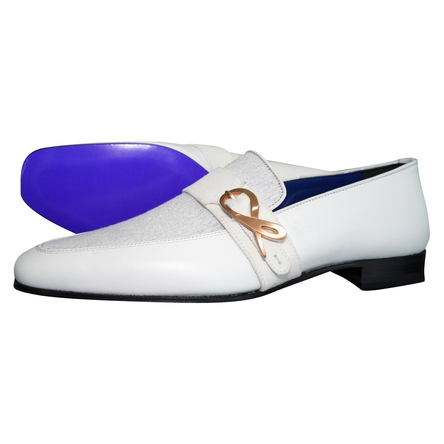 White Diamante Leather Monk Rose Loafers 40 White Diamante Leather Monk Rose Loafers 40