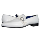 White Diamante Leather Monk Silver Loafers