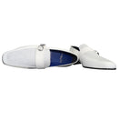 White Diamante Leather Monk Silver Loafers