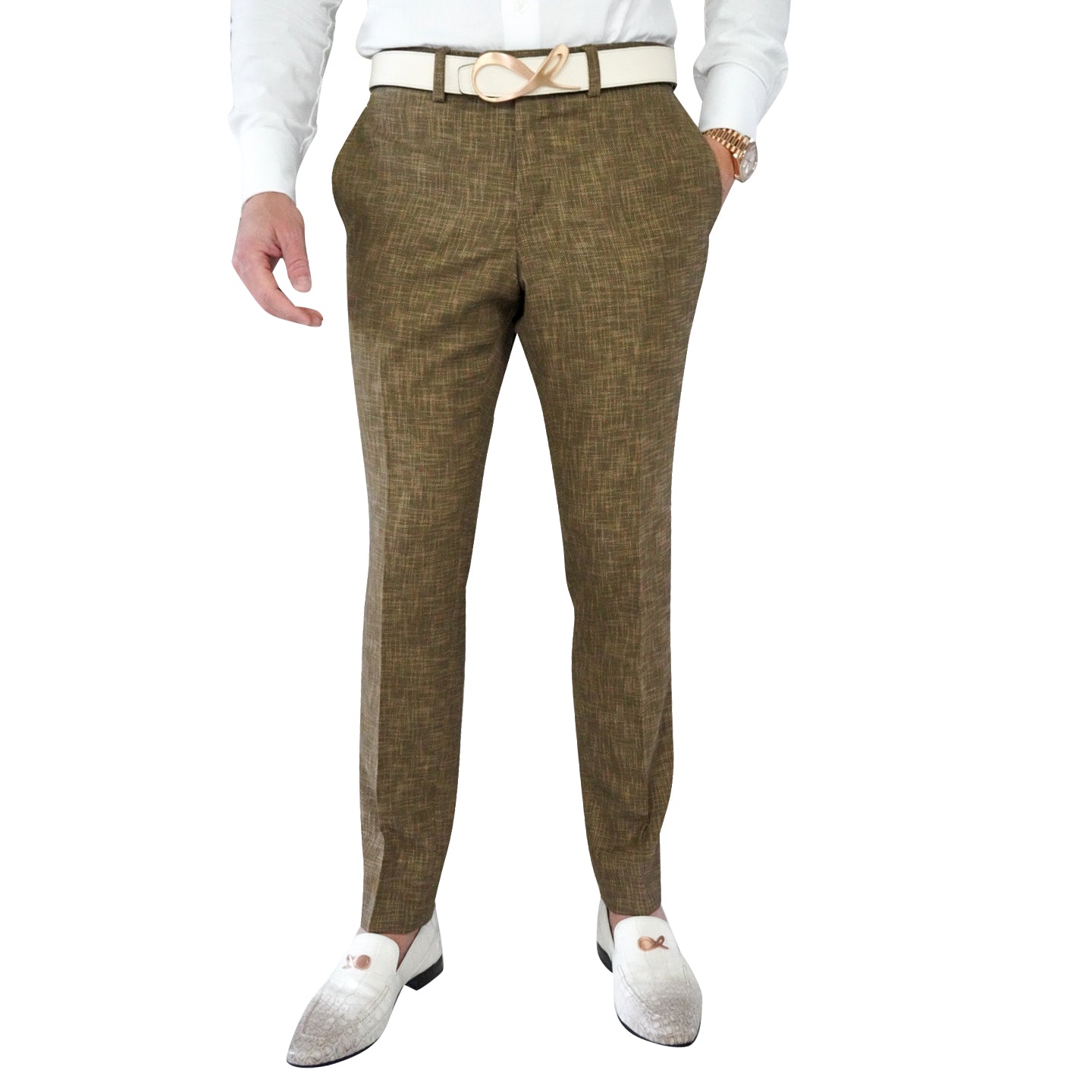 Walnut Lino Tweed Trousers