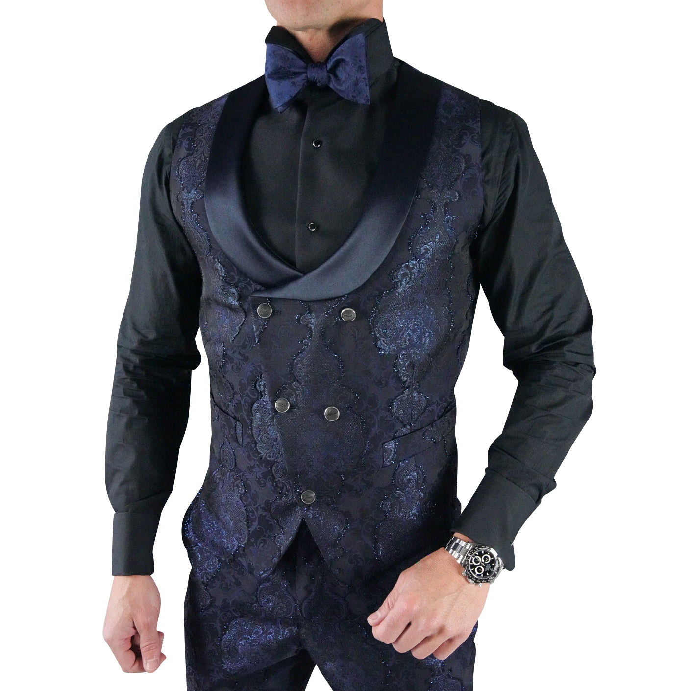 Navy Versaille Double Breasted Waistcoat