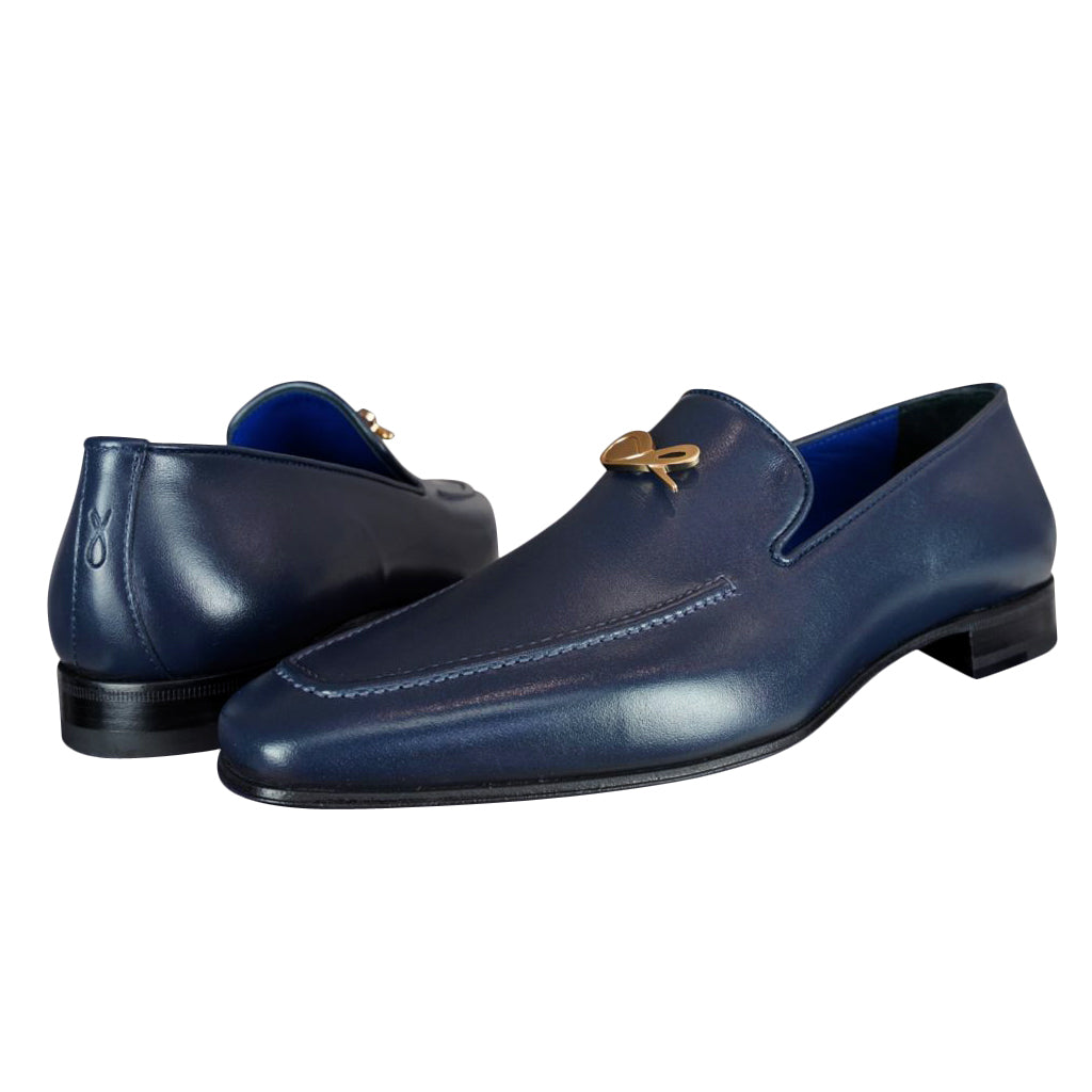 Classica Blu Mezzanotte With Yellow Gold Hardware Leather Loafer