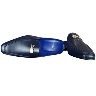 Classica Blu Mezzanotte With Yellow Gold Hardware Leather Slipper