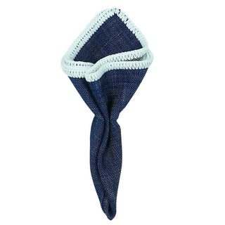 Denim Du Volte with White Signature Border - Sebastian Cruz Couture