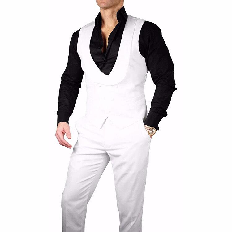 White Double Breasted Waistcoat
