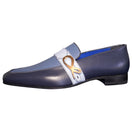 Blu Maya Leather Monk Strap loafer With Rose Gold Buckle