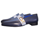 Blu Maya Leather Monk Strap loafer With Rose Gold Buckle