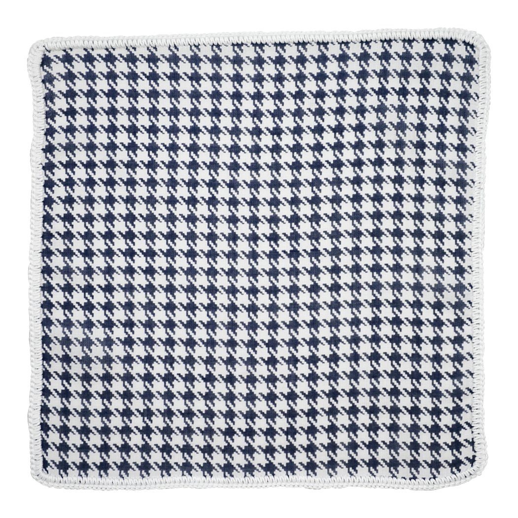 Navy Houndstooth with White Signature Border