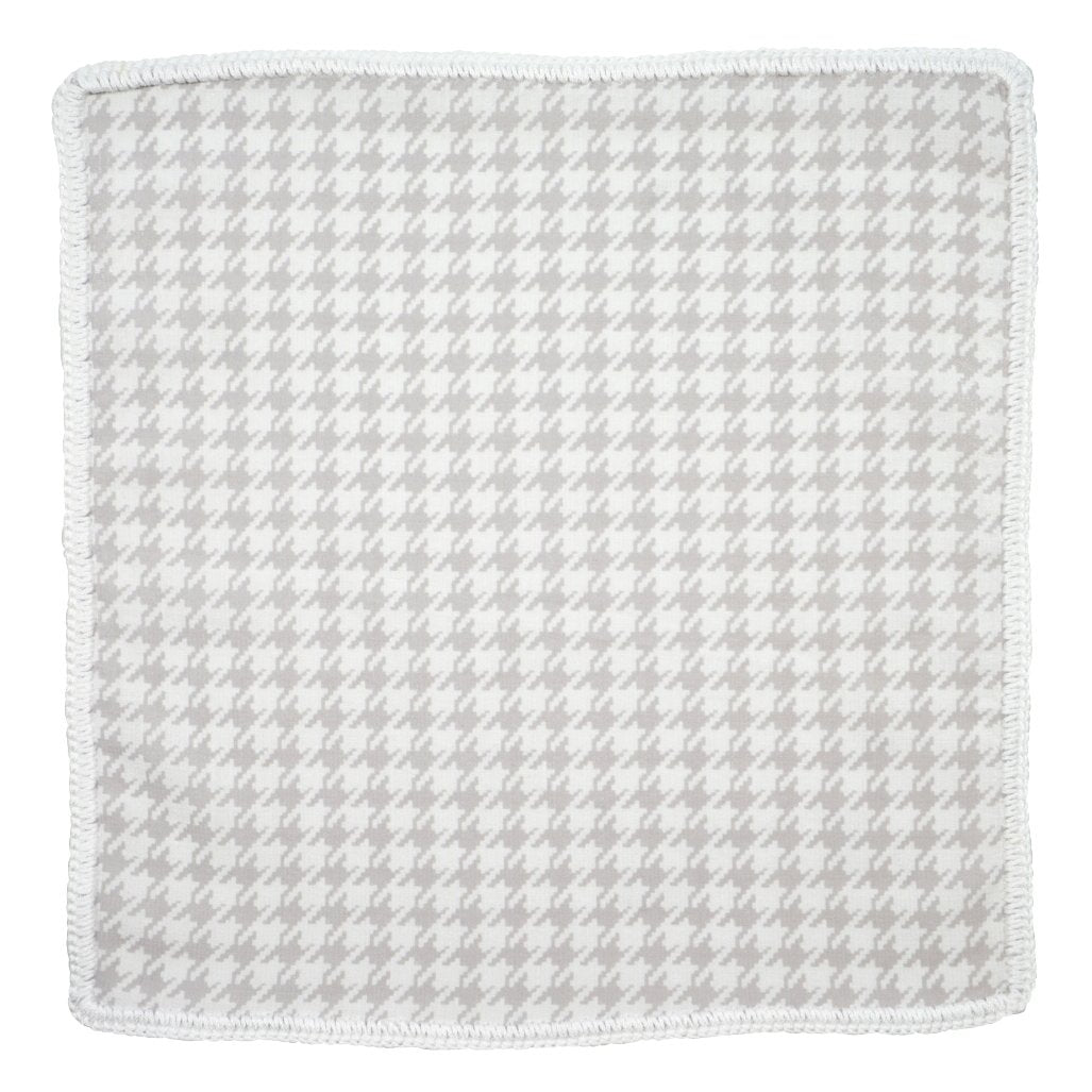 Taupe Houndstooth with White Signature Border