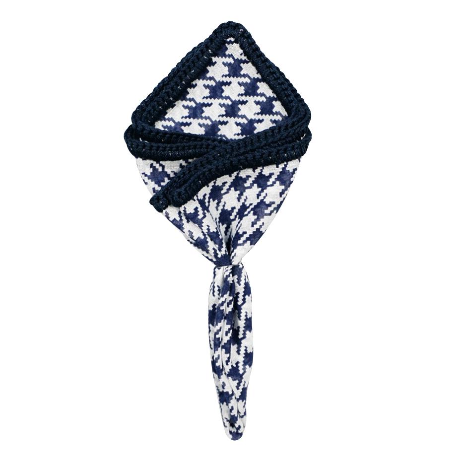 Navy Houndstooth with Navy Blue Signature Border