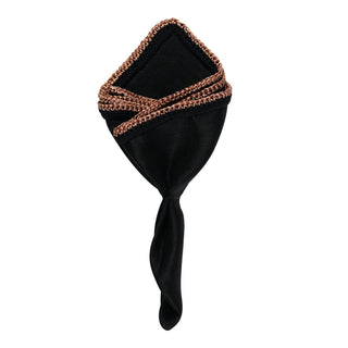 Black Raso with Yellow Gold Flake Signature Border - Sebastian Cruz Couture