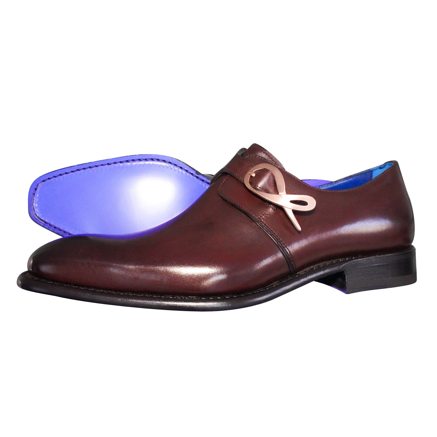 Leather Mens Rose Gold Sneakers Cacao With Rose Gold Hardware Monk Strap Leather Mens Rose Gold Sneakers Cacao With Rose Gold Hardware Monk Strap
