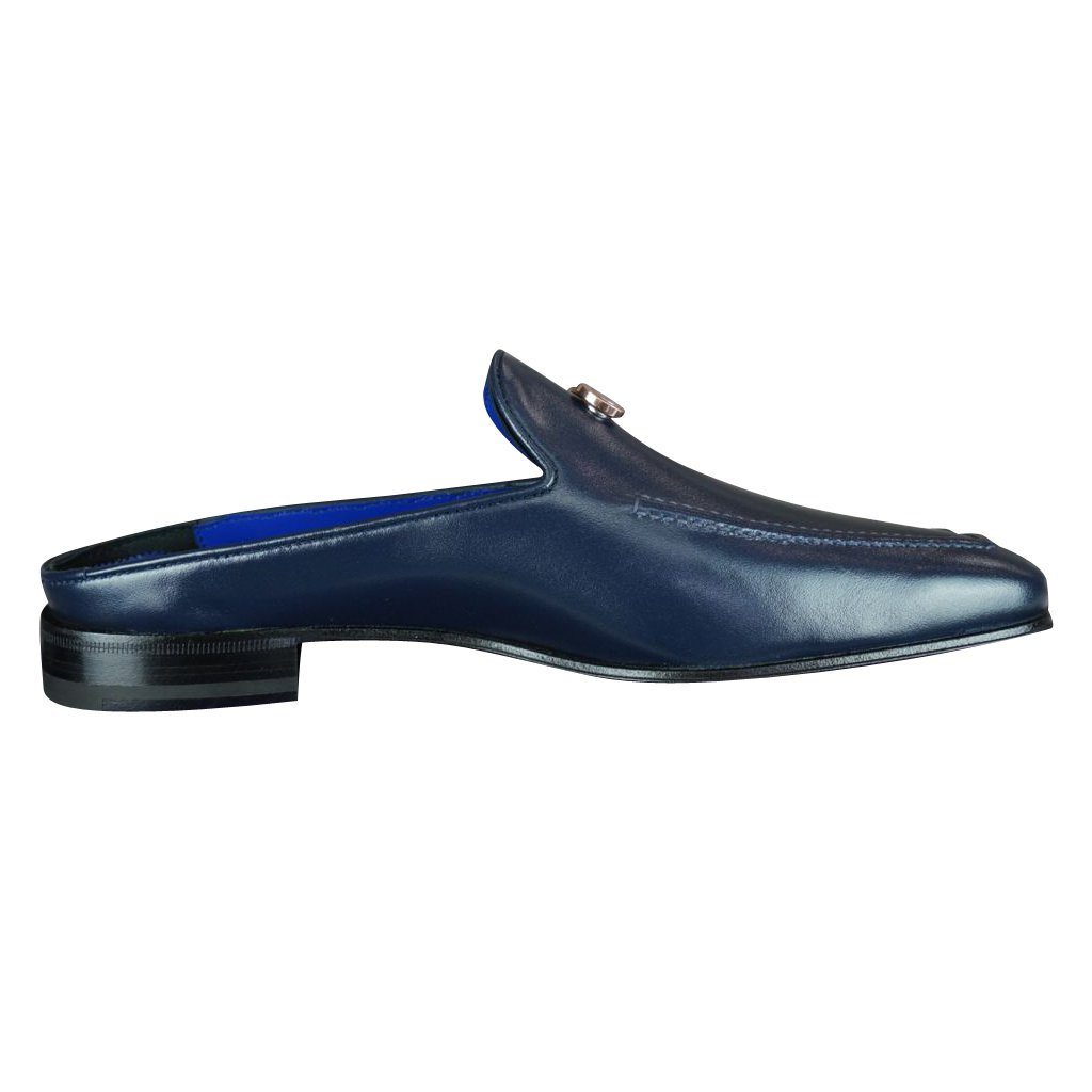 Classica Blu Mezzanotte With Rose Gold Hardware Leather Slipper