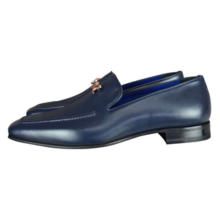 Classica Blu Mezzanotte With Rose Gold Hardware Leather Loafer