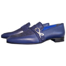 Indigo Ostrich Monk Silver Loafer