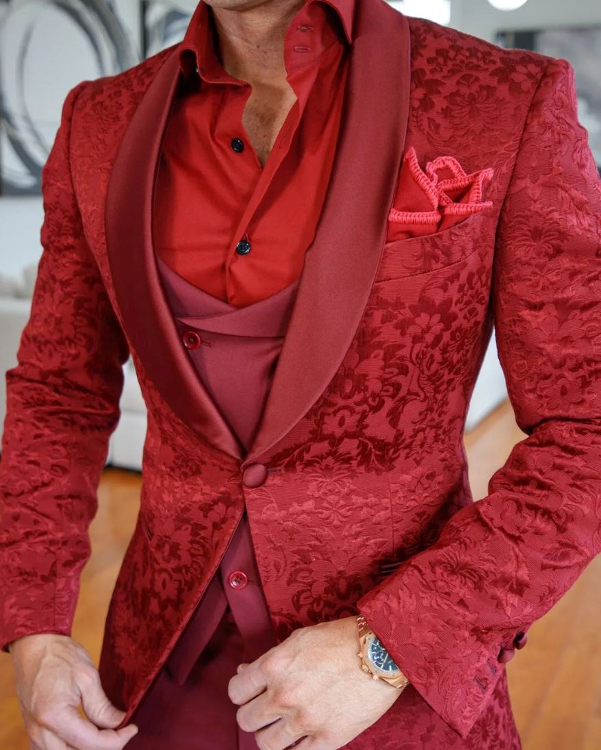 Burgundy Fiore Dinner Jacket