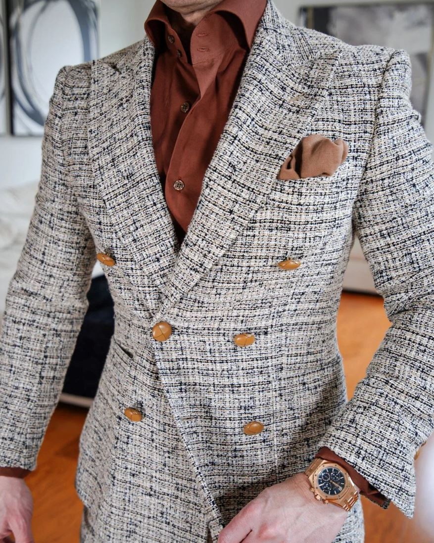 Biscotti Tweed Double Breasted Jacket