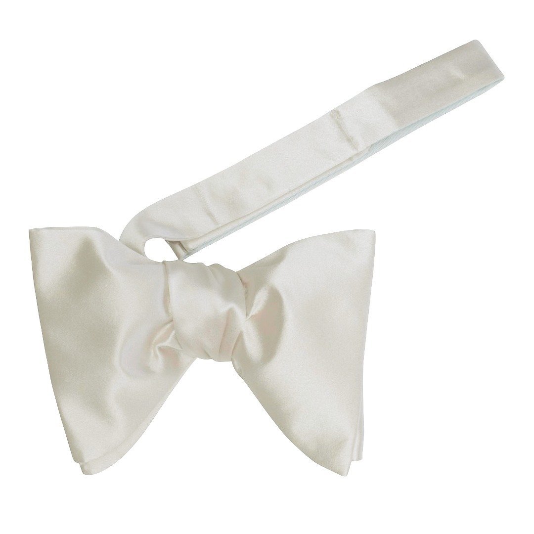Ivory Satin Jumbo Pre Tied Butterfly Bow Tie