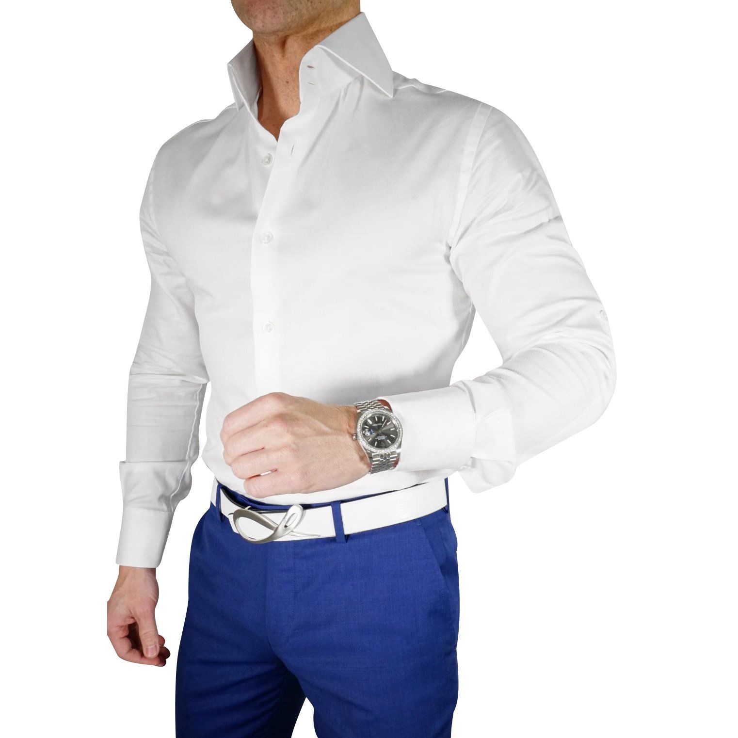 White Herringbone Jaquard Dress Shirt @ The Vault